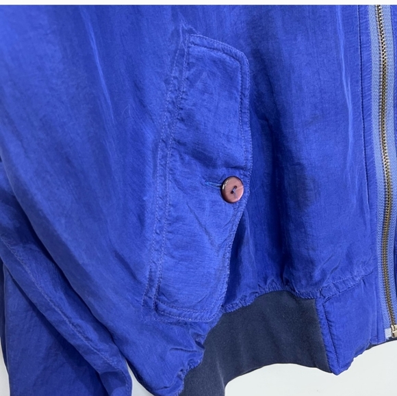 Vintage 100% Silk Royal Blue Bomber Jacket M - Picture 11 of 16